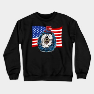 4th July Hedgehog American Flag Crewneck Sweatshirt